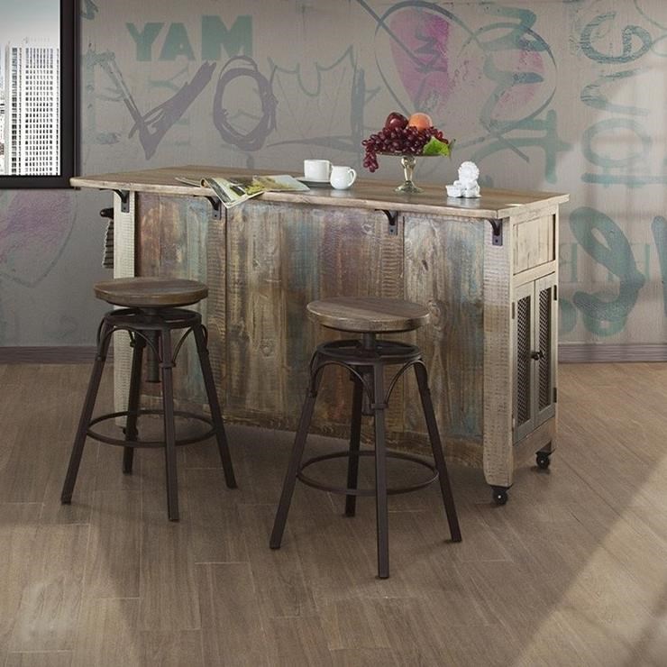 International Furniture Direct 900 Antique IFD968ISLANDMC Rustic Solid